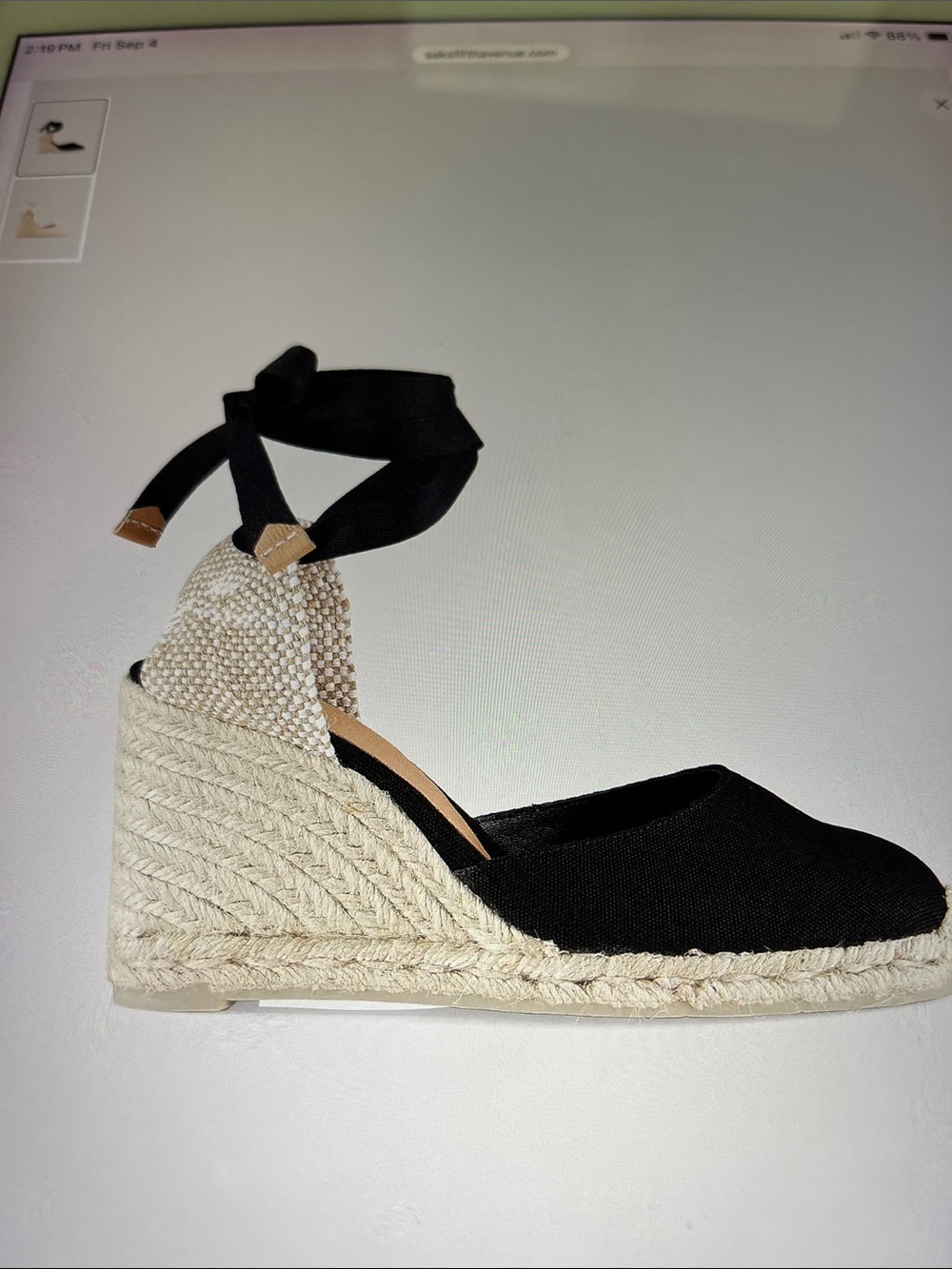 Castaner Espadrille Wedge - Black - Size 7 1/2